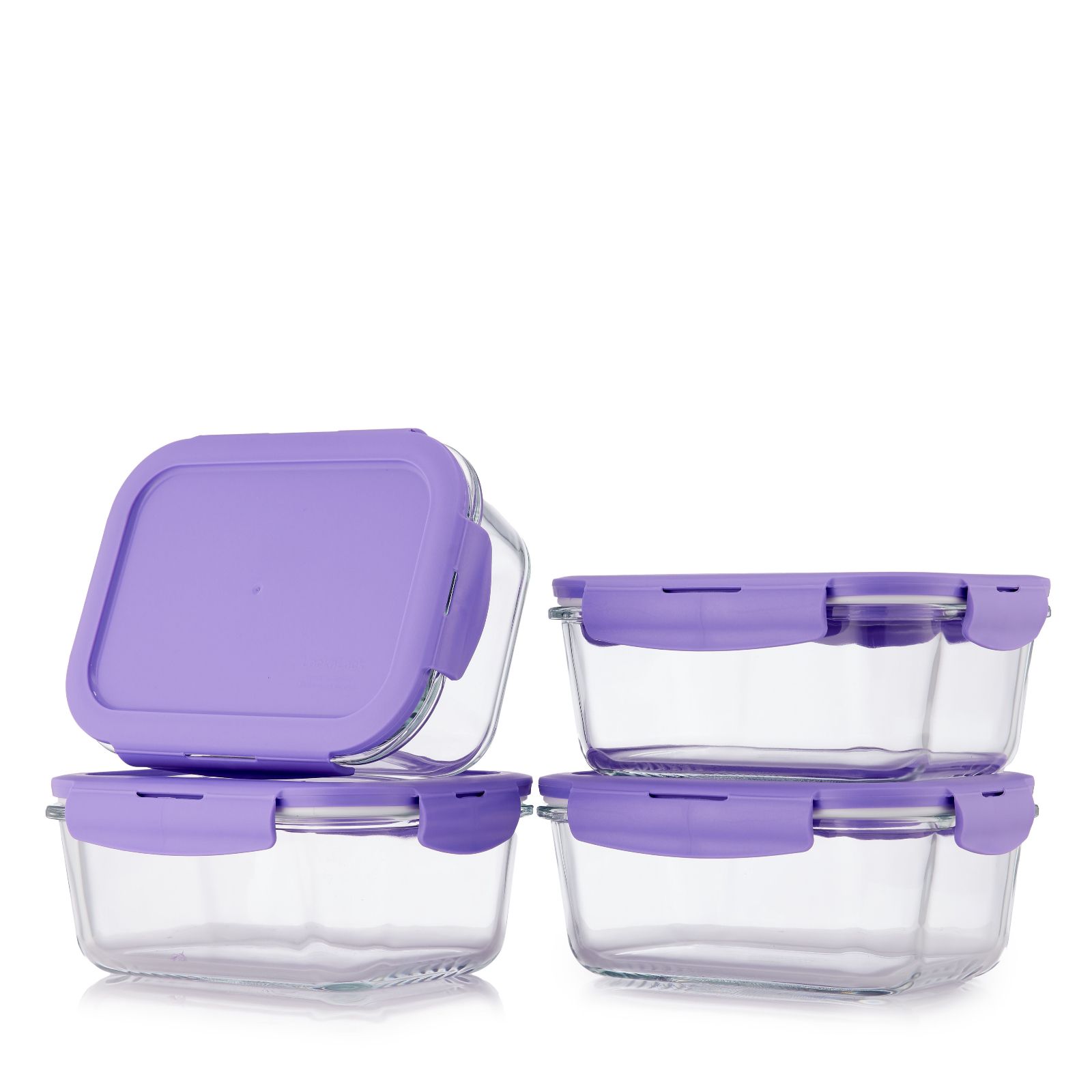 Lock & Lock Set of 4 700ml Glass Rectangles with Locking Lids
