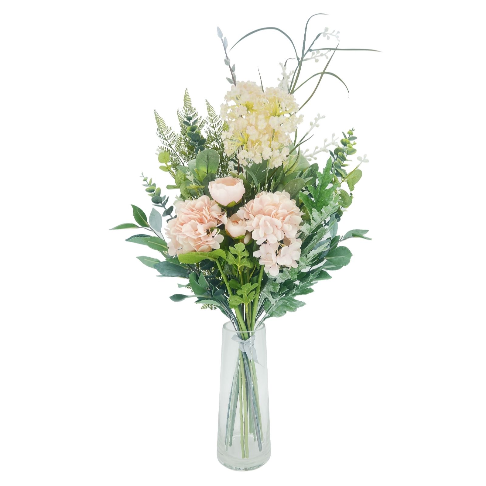 Outlet JM by Julien Faux Hydrangea Bouquet in Glass Vase