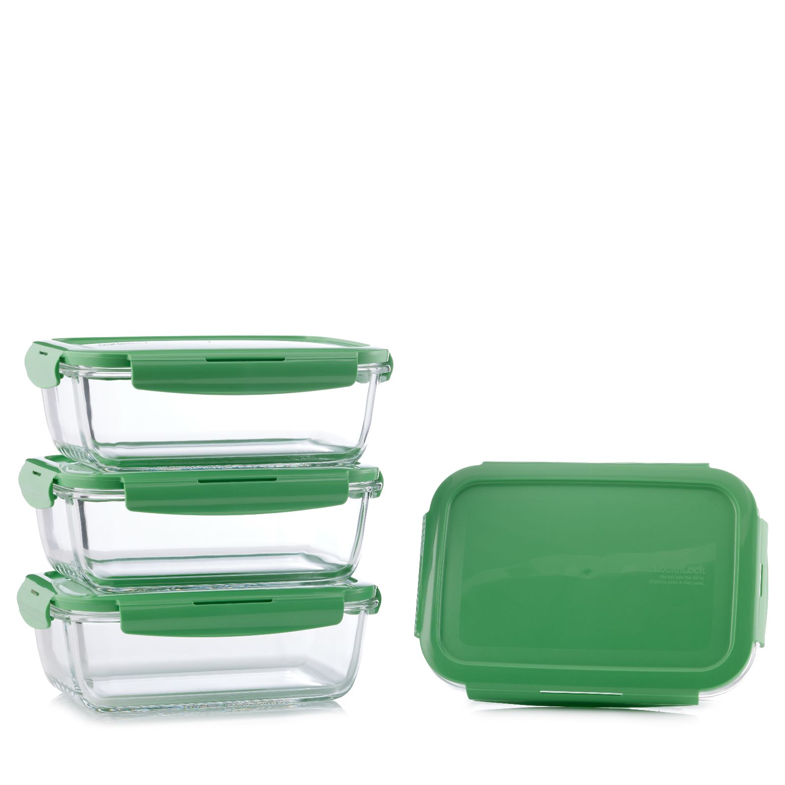Lock & Lock Set of 4 Glass 1.3L Rectangle Containers