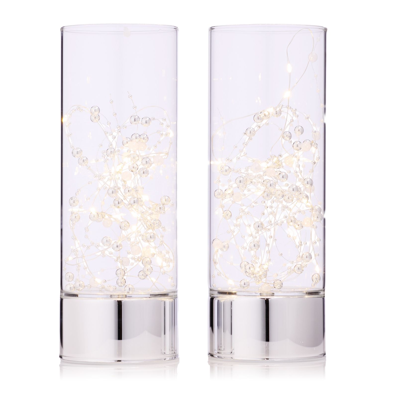 Home Stories Set Of 2 25cm Pre Lit Cylinders