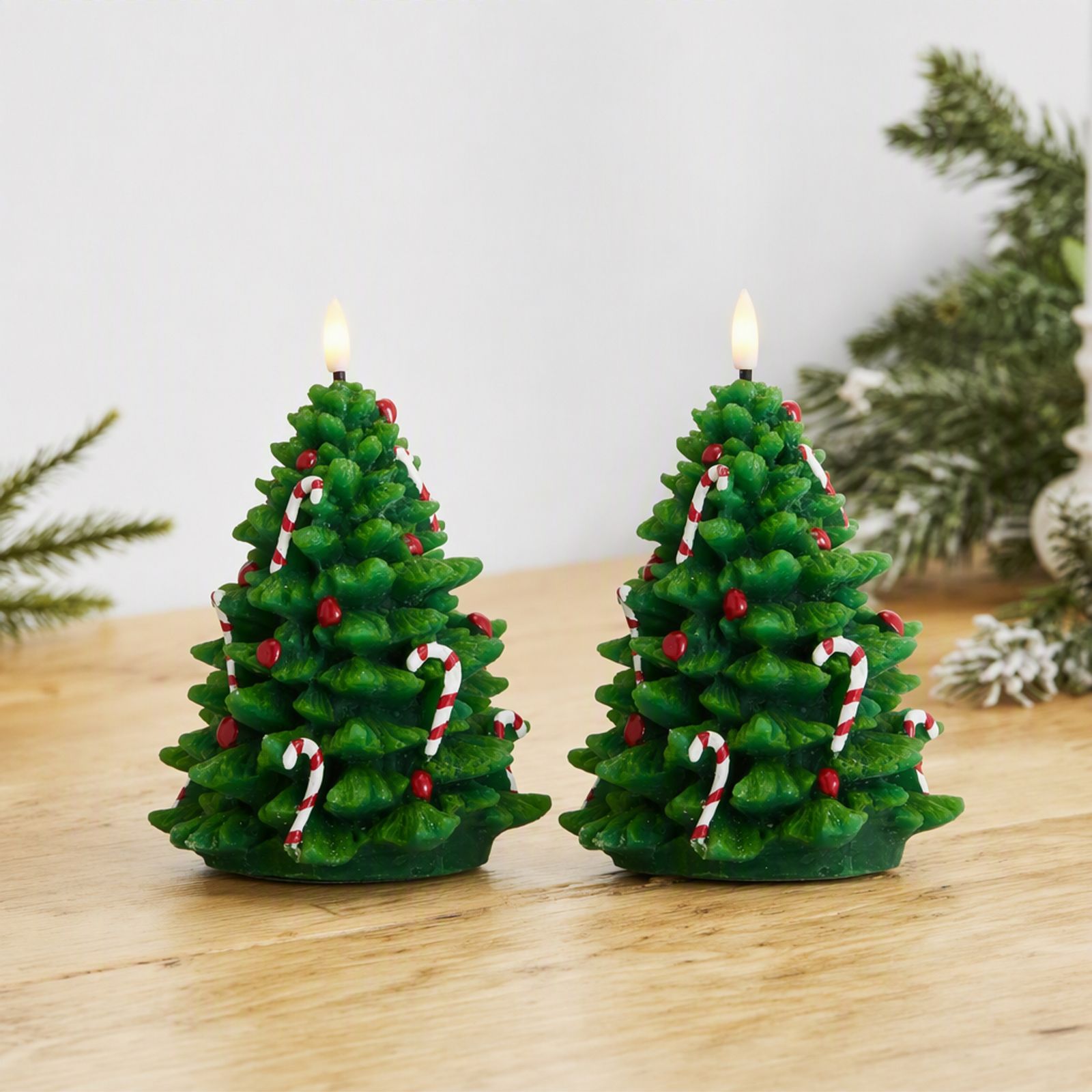 Home Stories Set Of 2 Pre Lit LED Faux Wax Christmas Candles