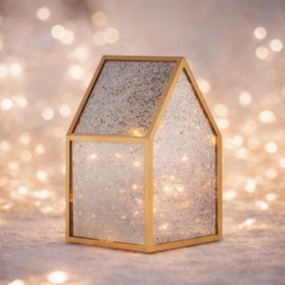 Home Stories Pre Lit Mercury Glass Houses with String Lights