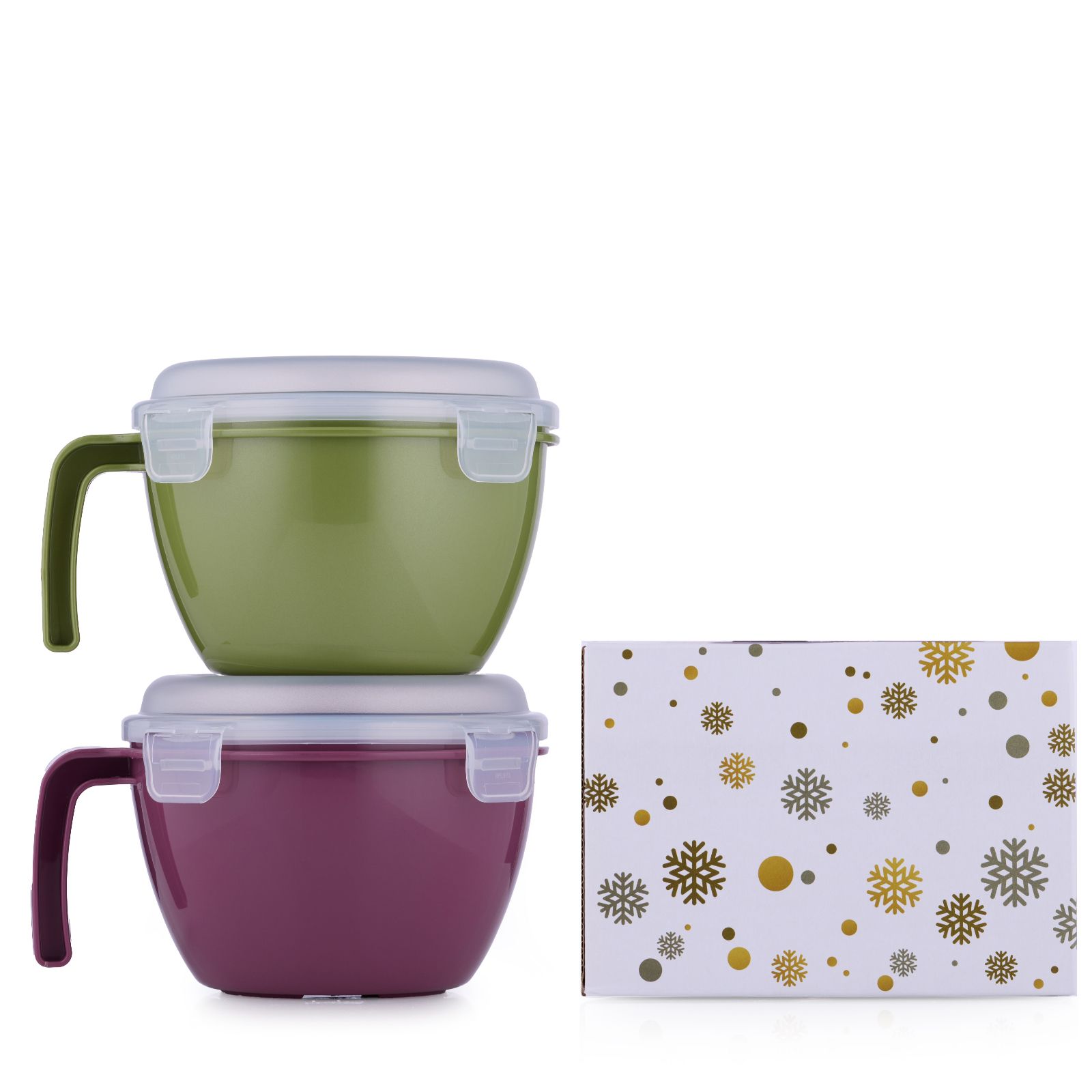 LocknLock Set of 2 950ml Microwave Bowls with Handle in Gift Box