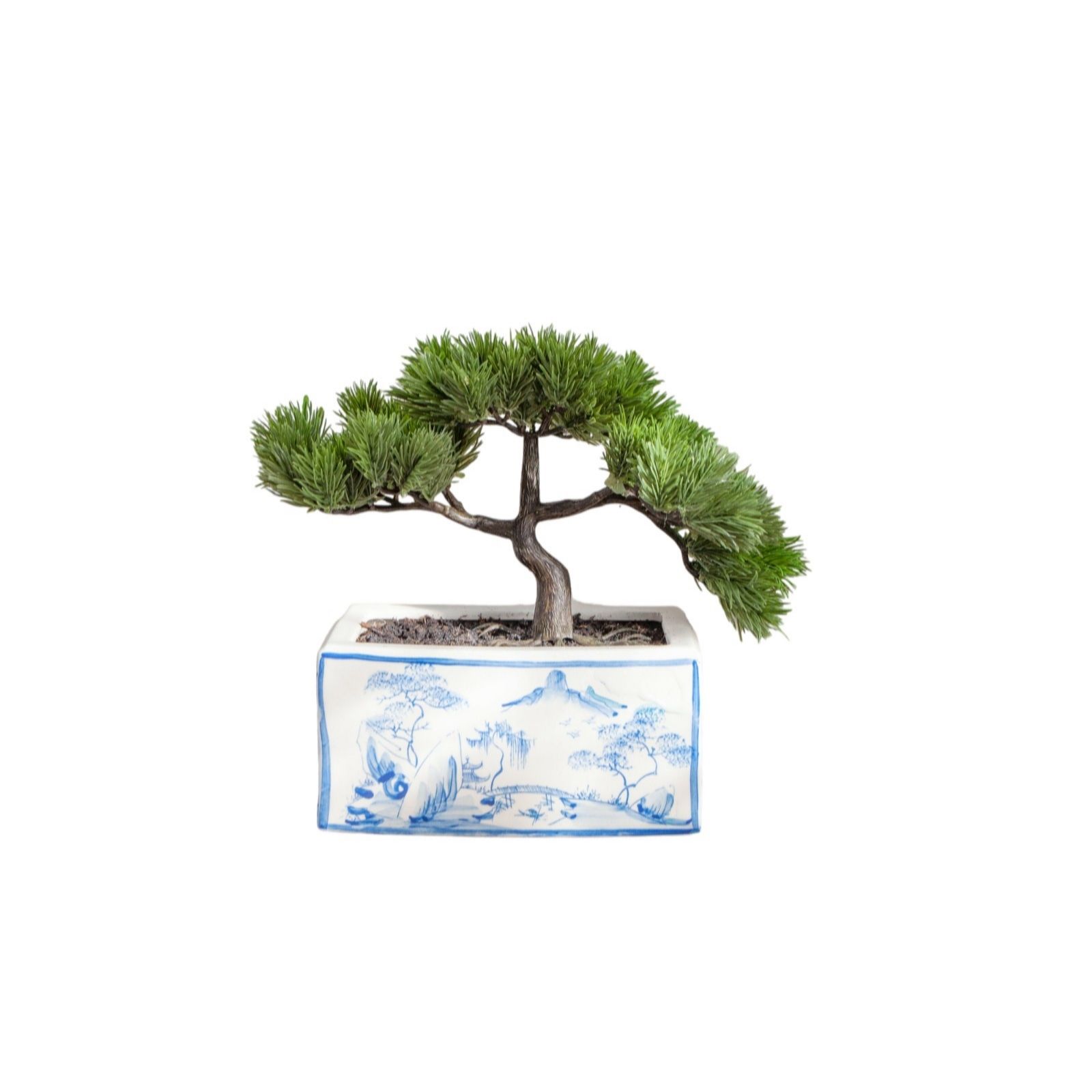 Outlet Peony Bonsai Tree Blue and White Oriental Planter