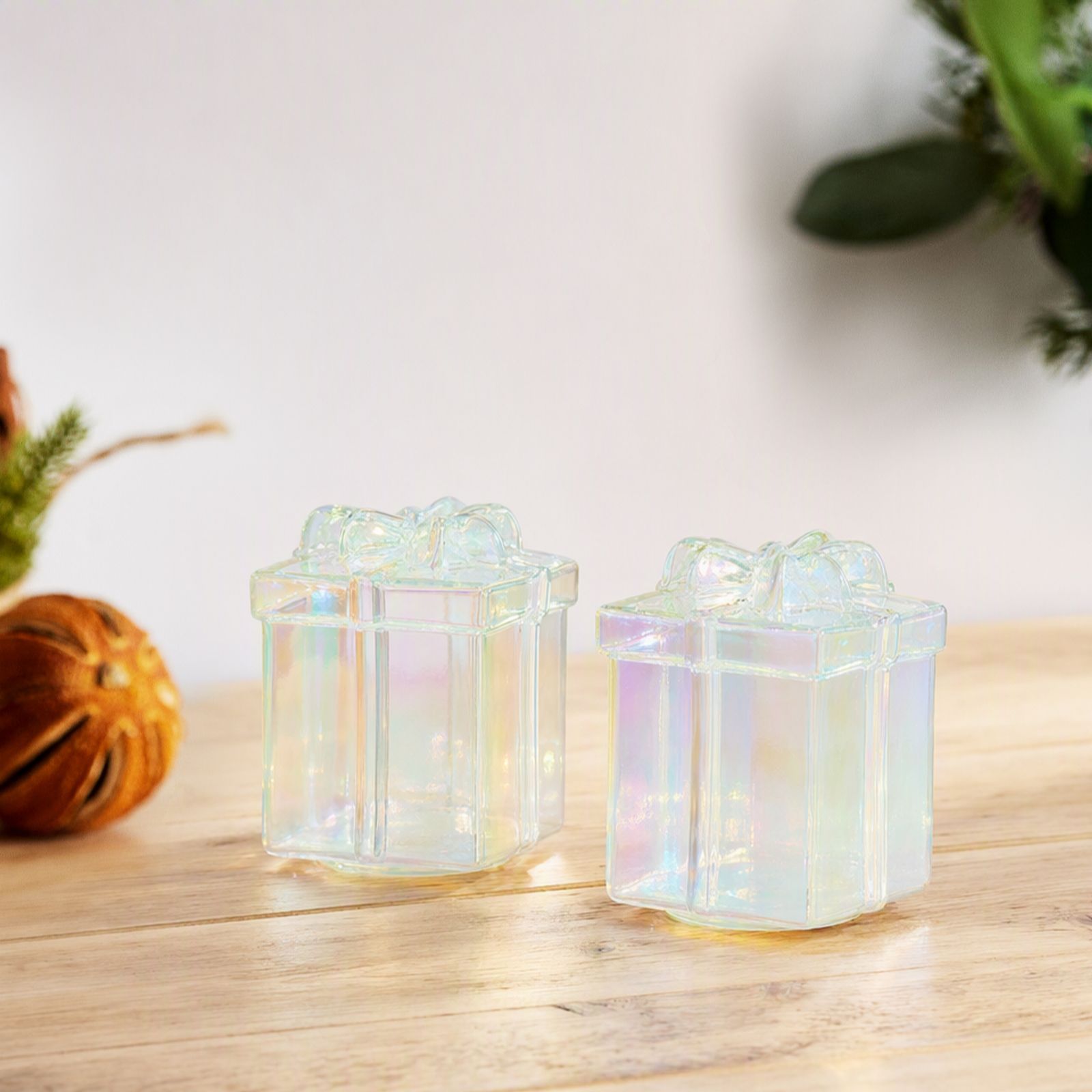 Home Stories Set Of 2 Pre Lit Iridescent Shapes