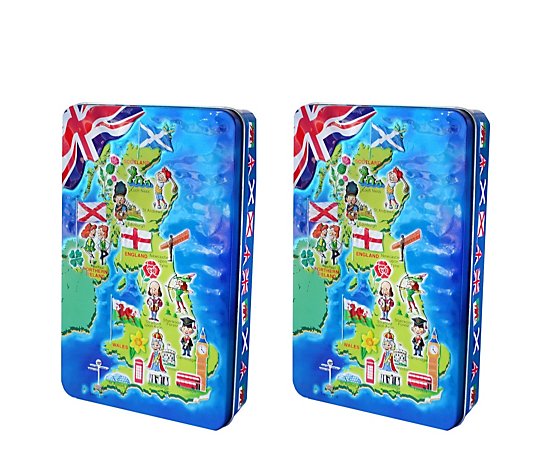 Churchills Set of 2 United Kingdom Map Biscuit Tins