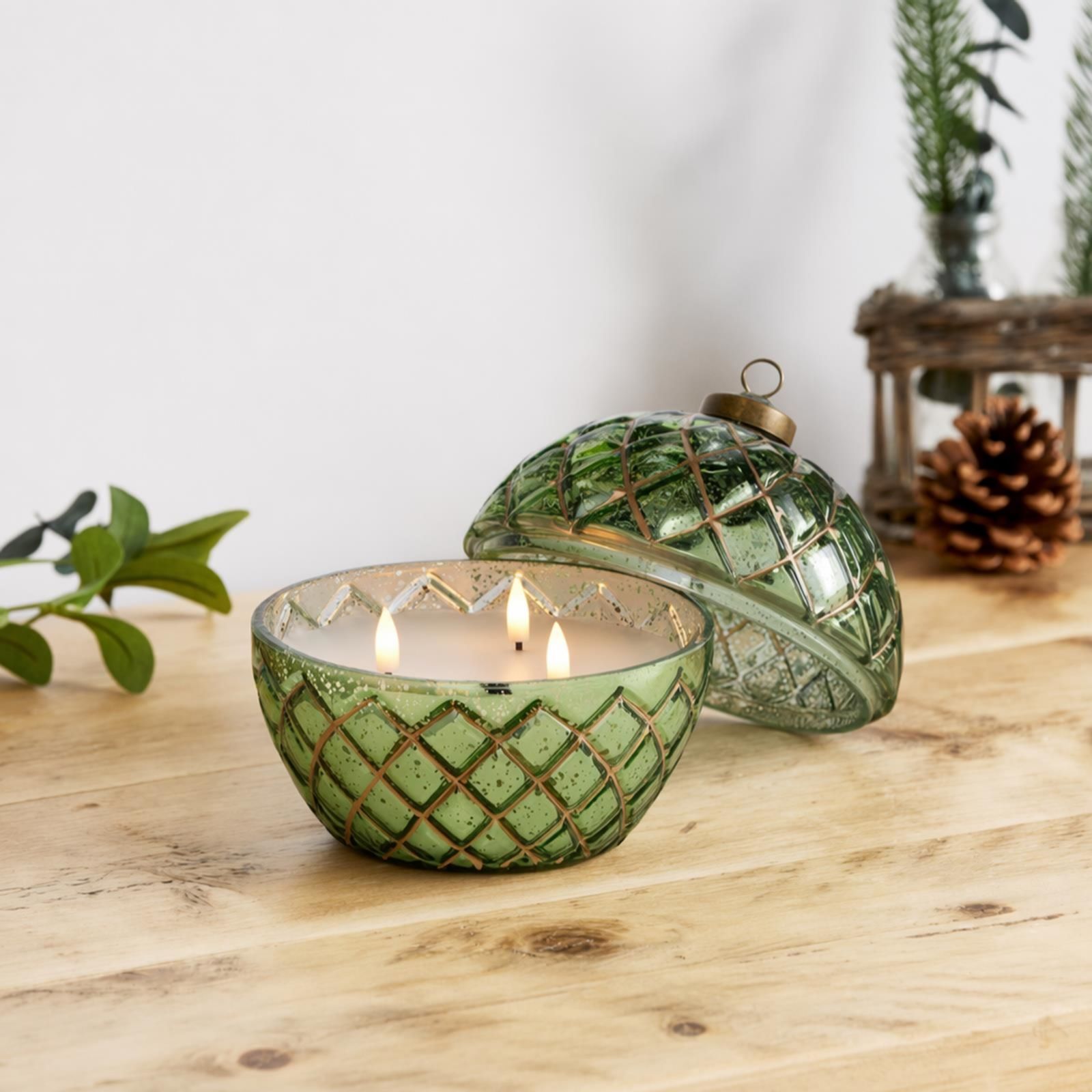 Home Stories Mercury Glass 3 Wick Flameless LED Candle