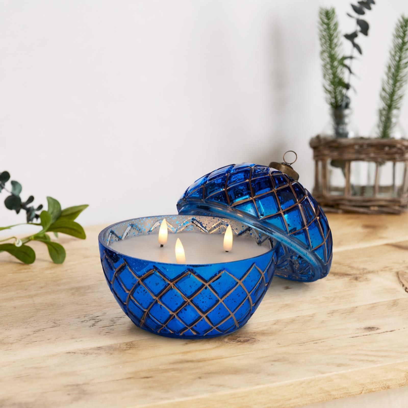 Home Stories Mercury Glass 3 Wick Flameless LED Candle