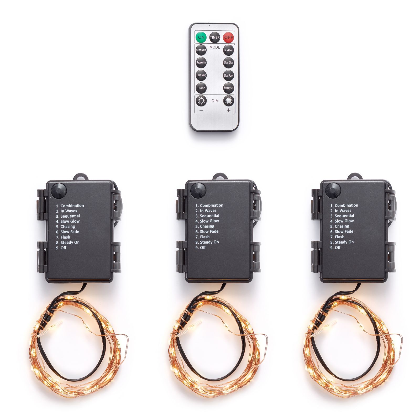 Home Reflections Indoor/Outdoor Set of 3 4m Light Strands with Remote