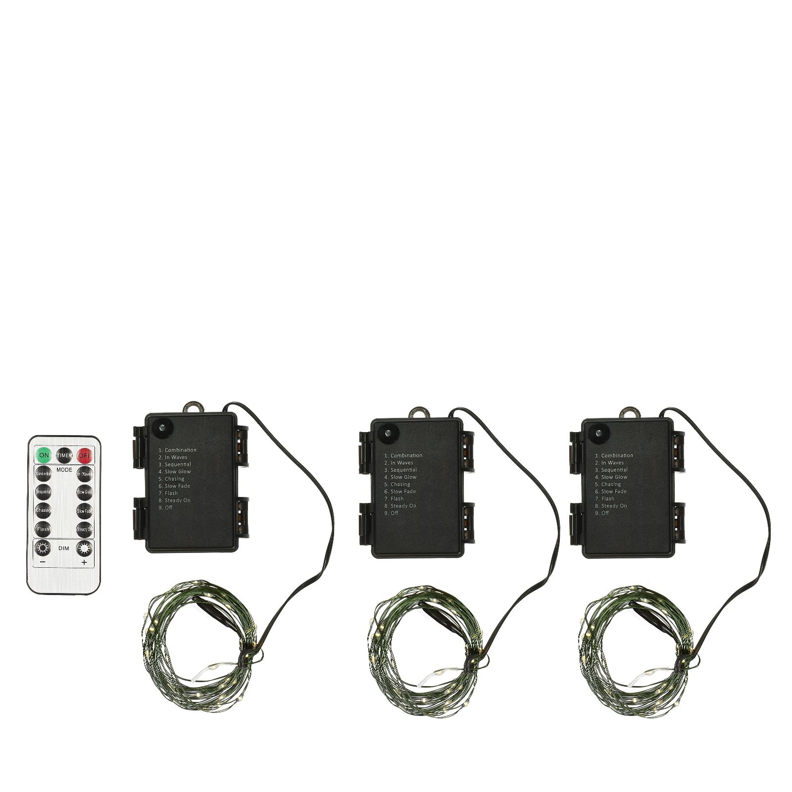 Home Reflections Indoor/Outdoor Set of 3 4m Light Strands with Remote
