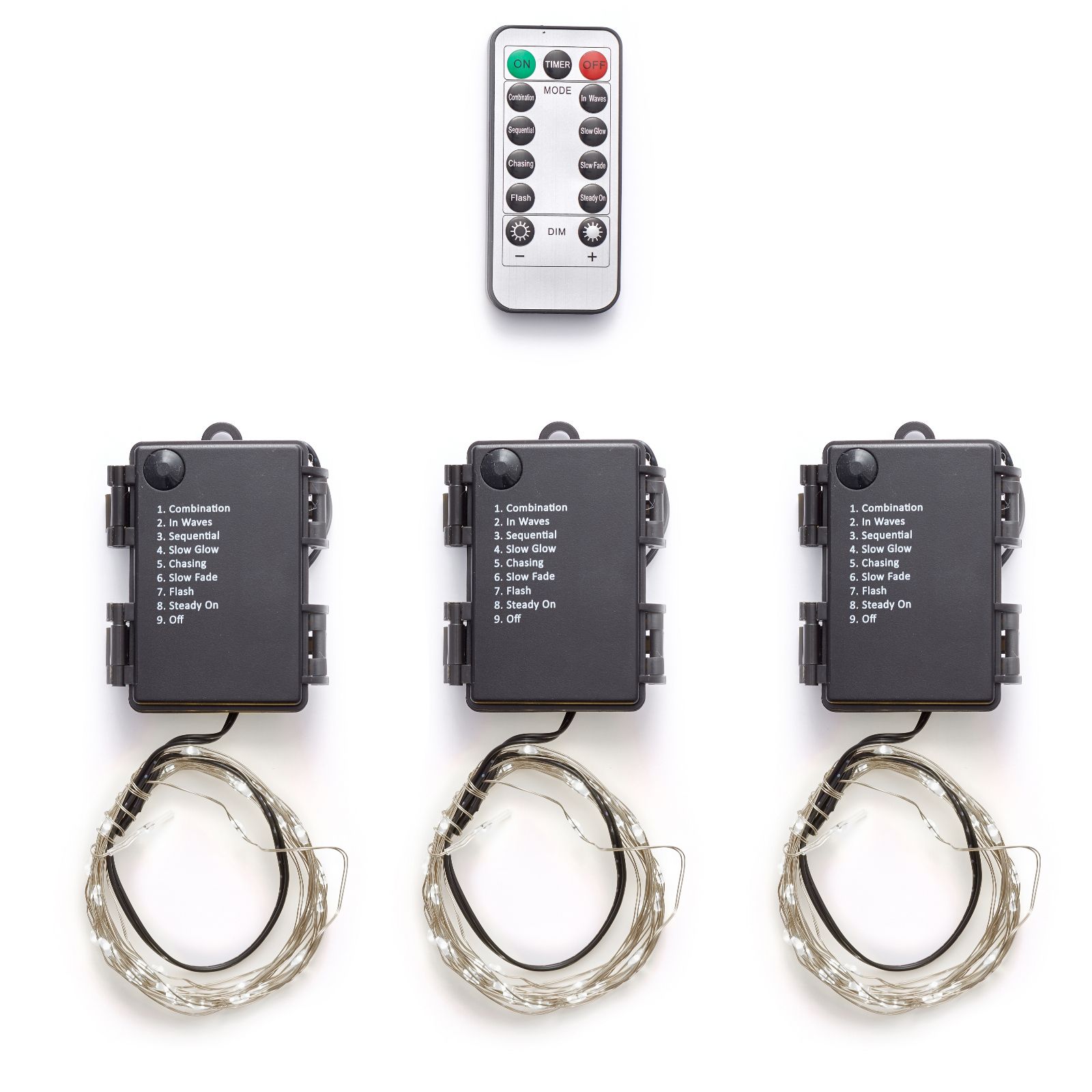 Home Reflections Indoor/Outdoor Set of 3 4m Light Strands with Remote