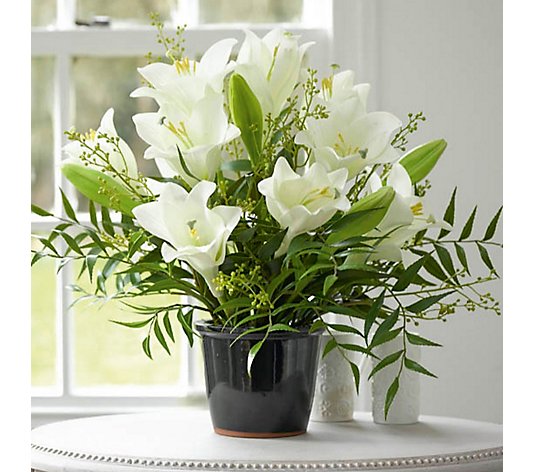 Bloom Faux Flowers Madonna Lily Centrepiece