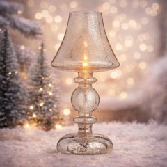 Home Stories 30cm Mercury Glass Pre Lit Flame Lamp