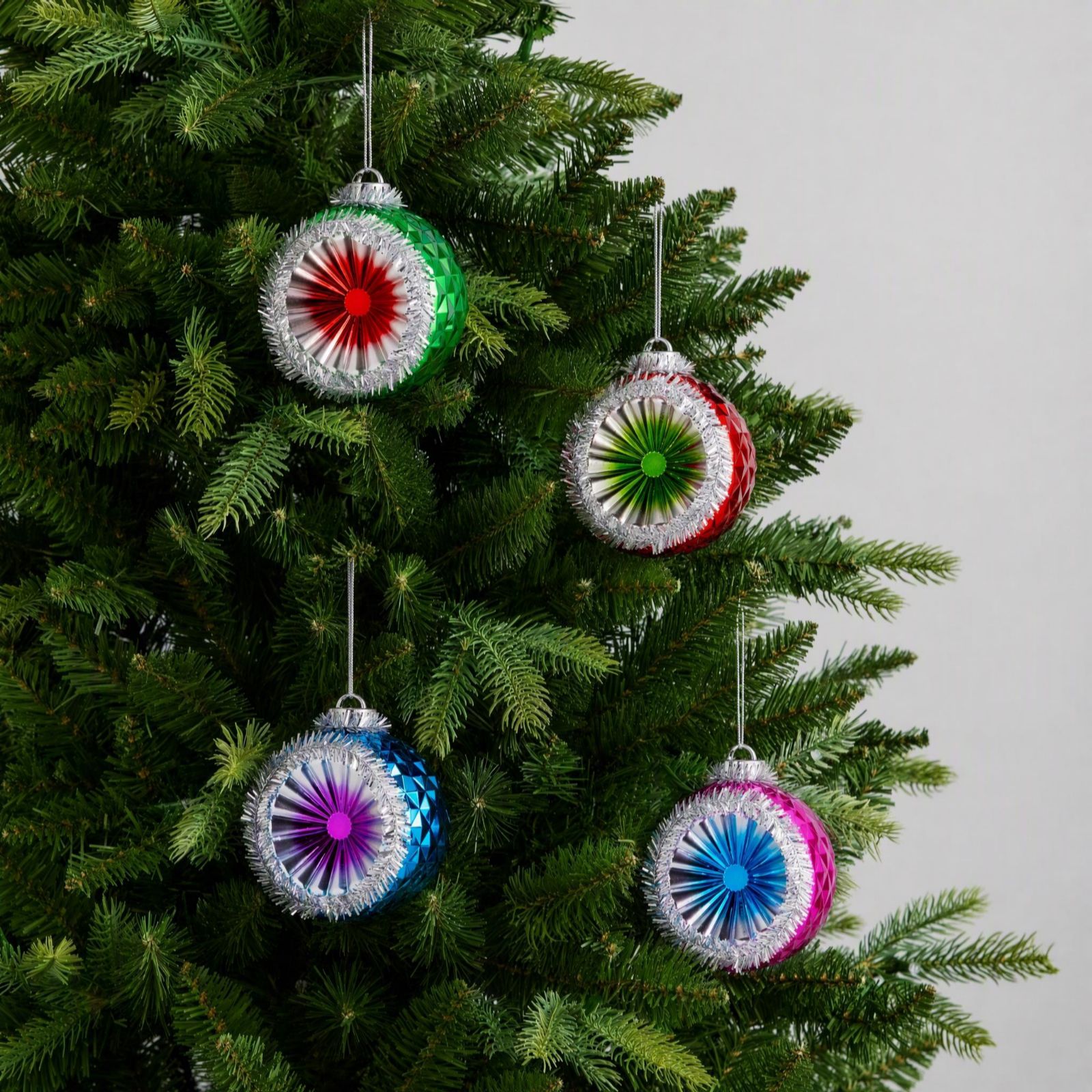 Mr Christmas Set of 4 Reflective Tinsel Ornament