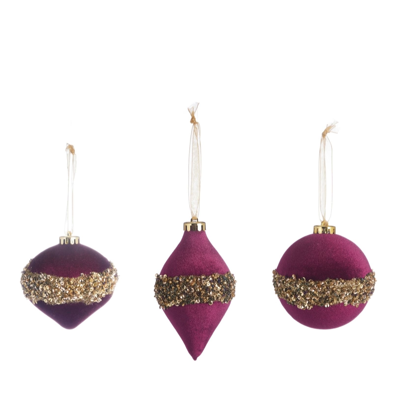 Outlet Alison Cork Set of 3 Velvet Glitter Baubles QVC UK