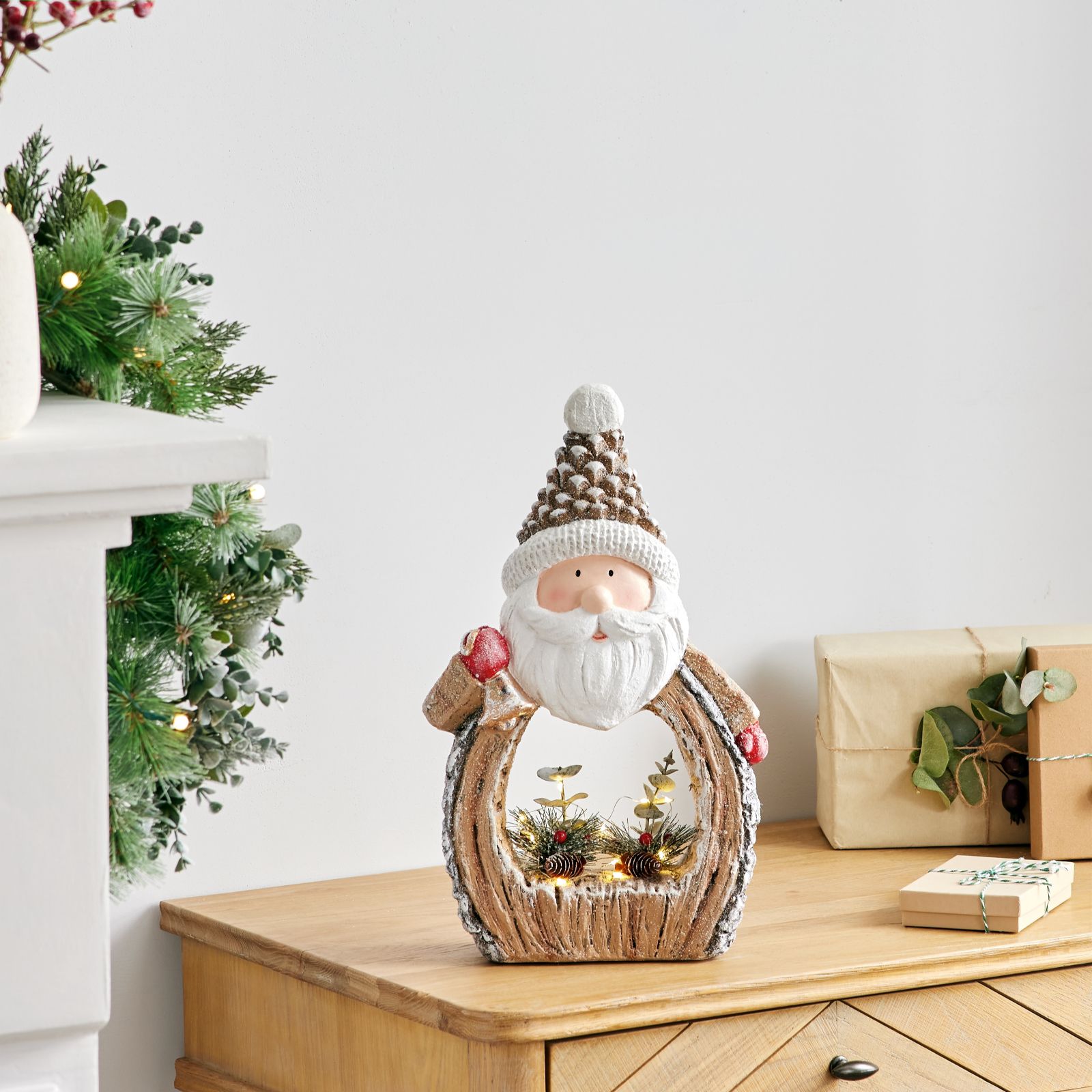 Santa Express Pre Lit Christmas Characters With Faux Plant