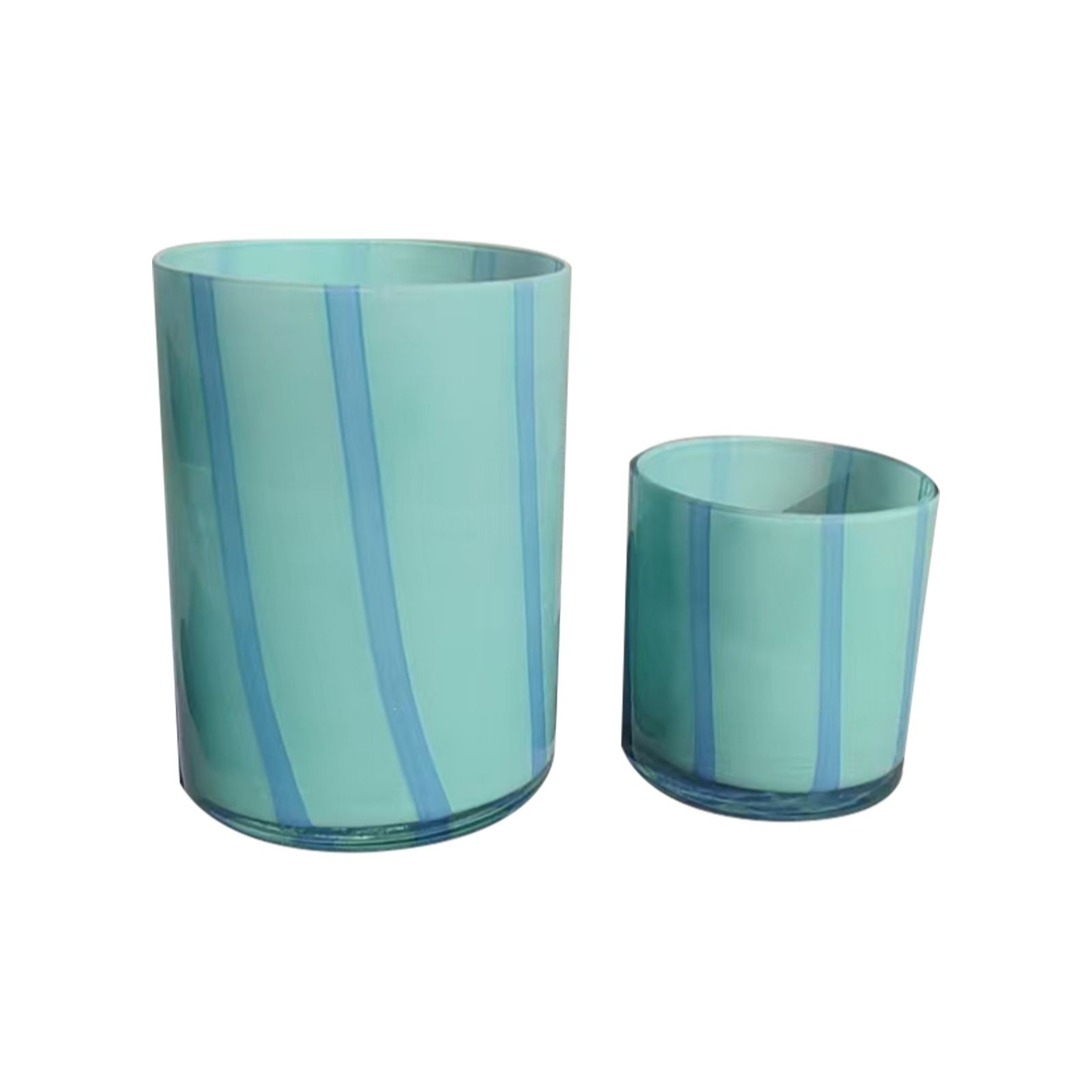 Outlet Home Stories Set of 2 Striped Glass Candle Holders