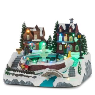 Santa Express Pre Lit LED Fountain Snow Village with Music