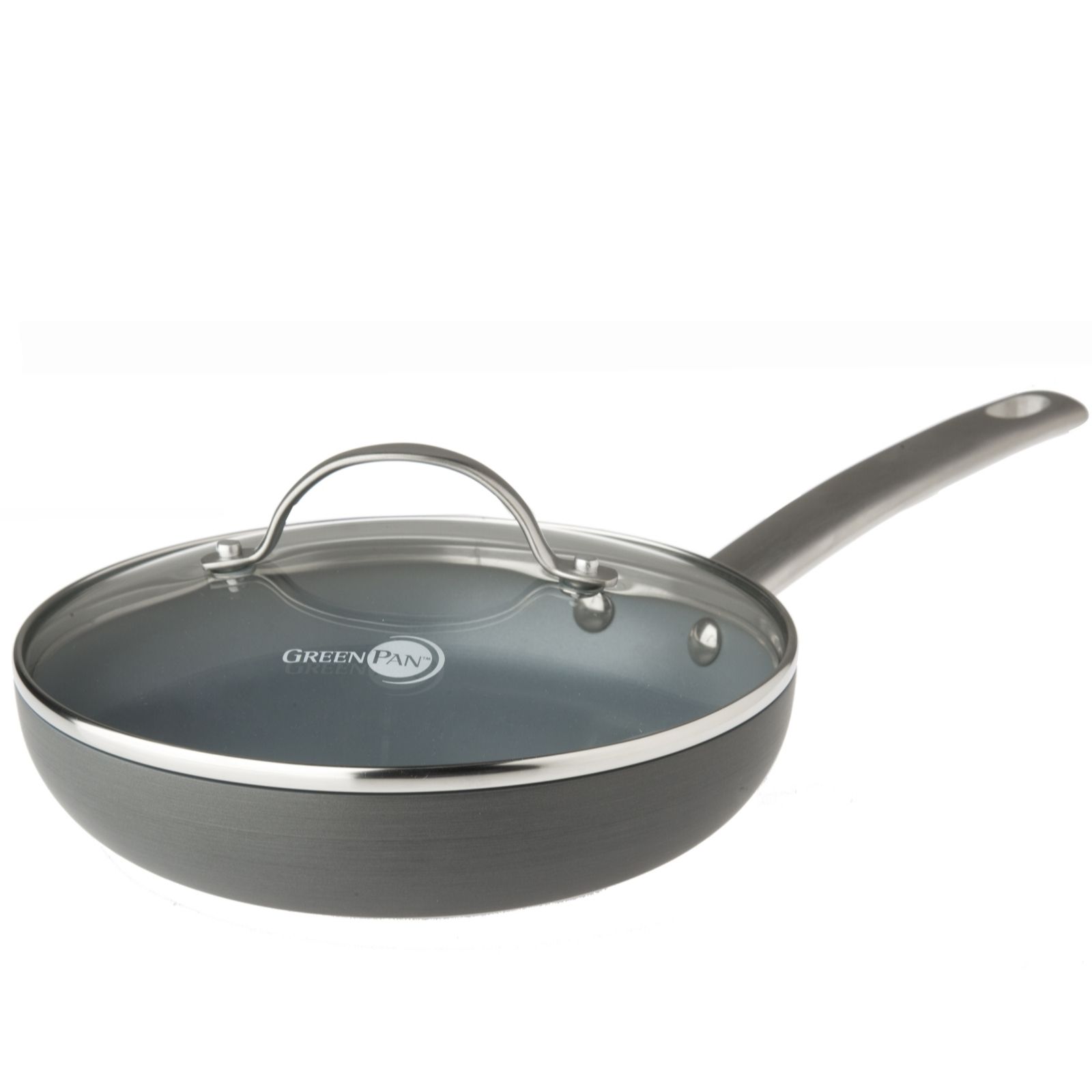 GreenPan New York Series 20cm Fry Pan & Glass Tempered Lid QVC UK