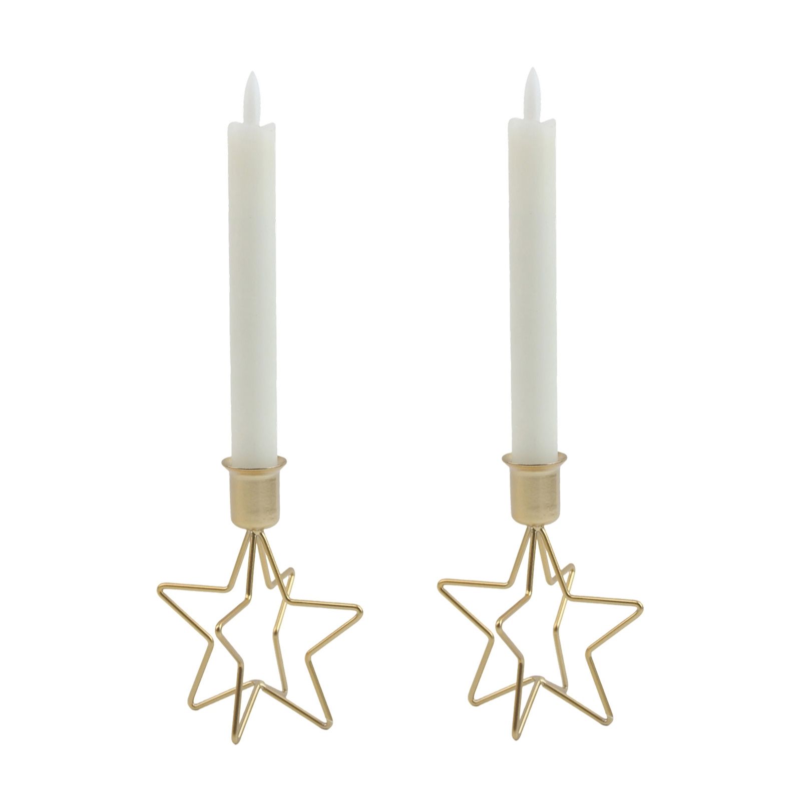 Home Stories Set of 2 Star Candle Holders With LED Candles