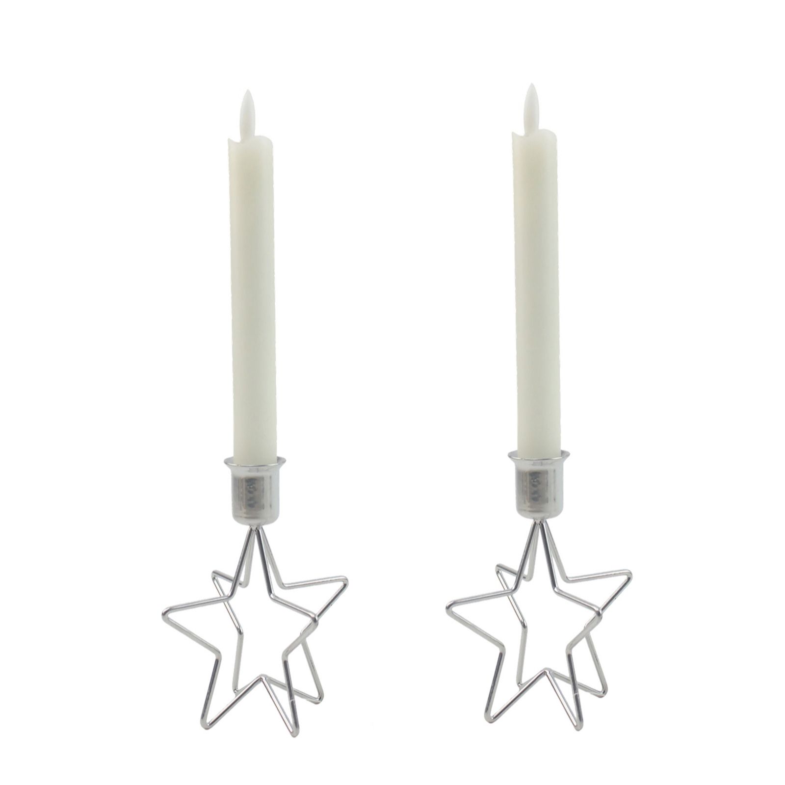 Home Stories Set of 2 Star Candle Holders With LED Candles