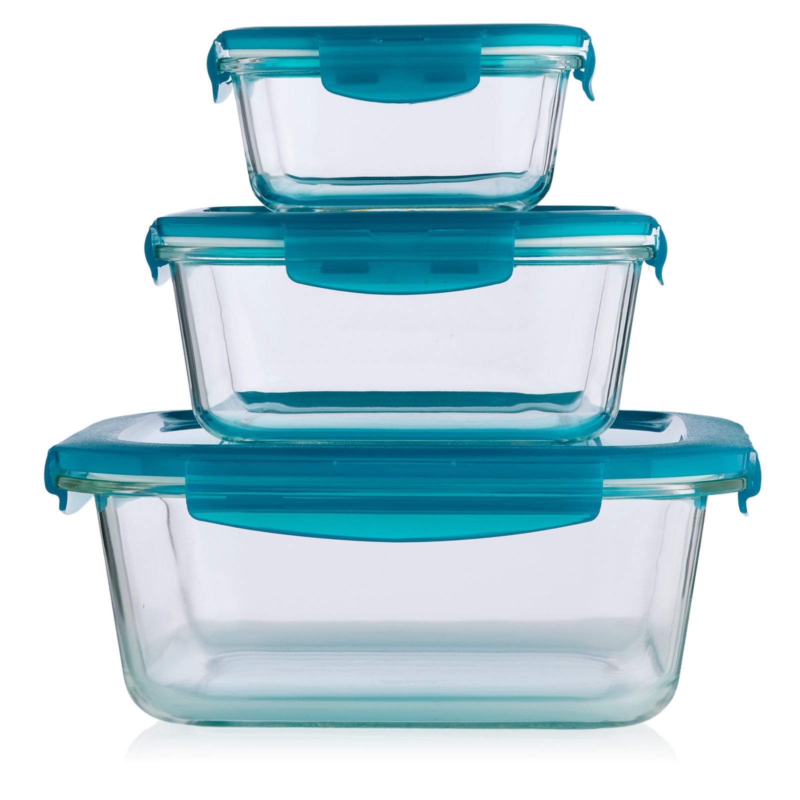 LocknLock 3 Piece Nestable Glass Square Storage Set
