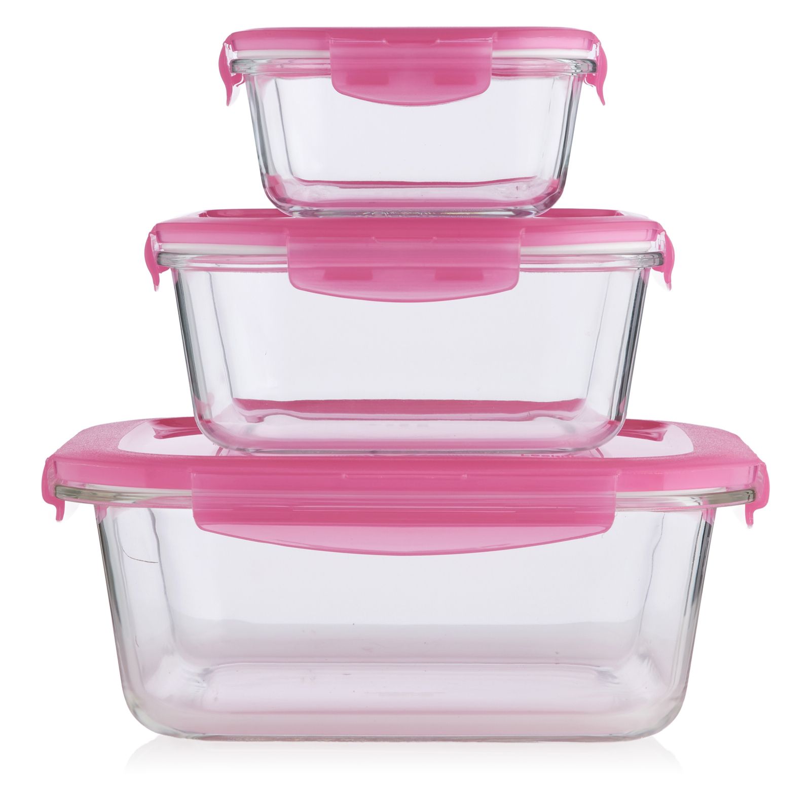 LocknLock 3 Piece Nestable Glass Square Storage Set