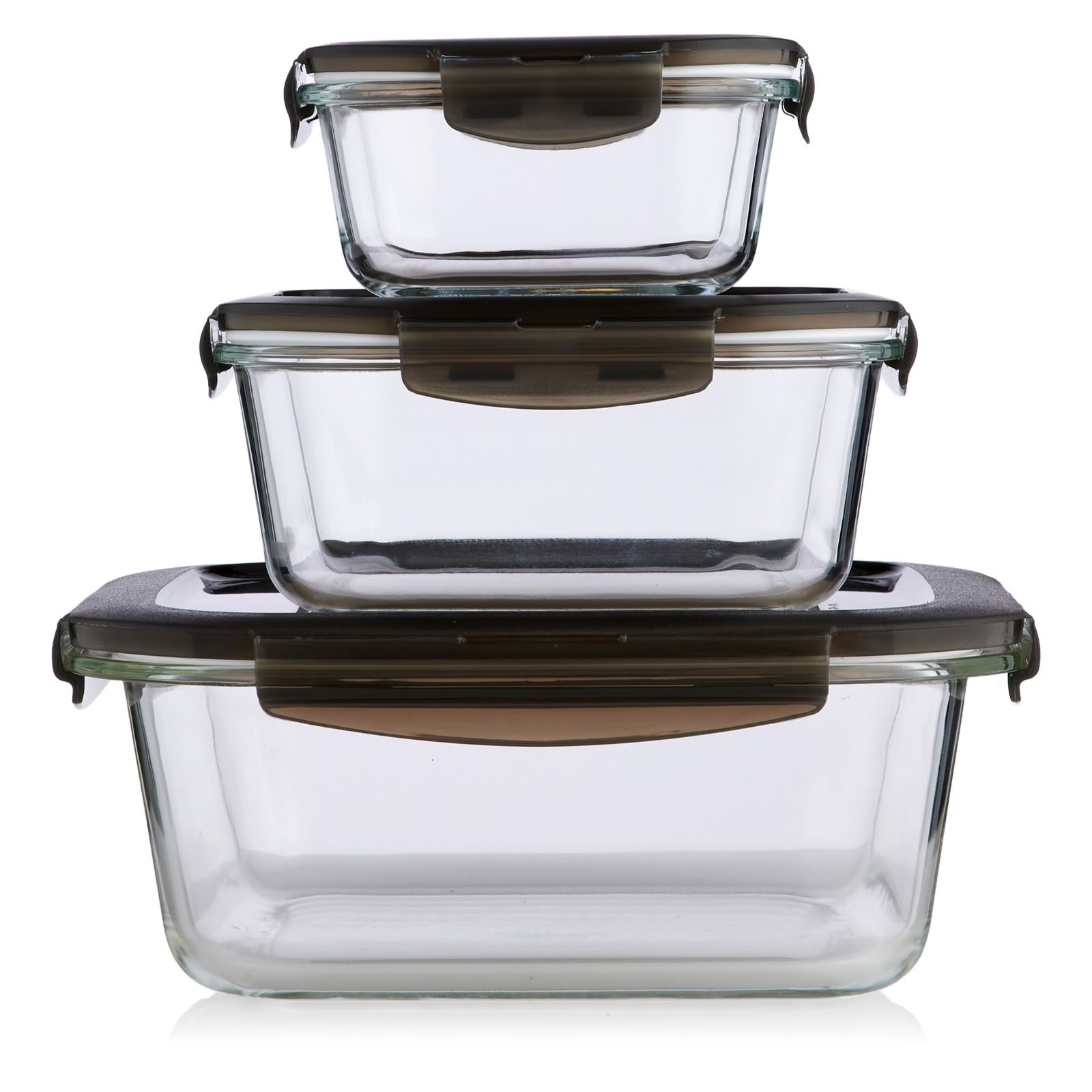 LocknLock 3 Piece Nestable Glass Square Storage Set