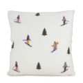 Cozee Home Fleece Cushion with Ski Embroidery