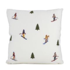 Cozee Home Fleece Cushion with Ski Embroidery