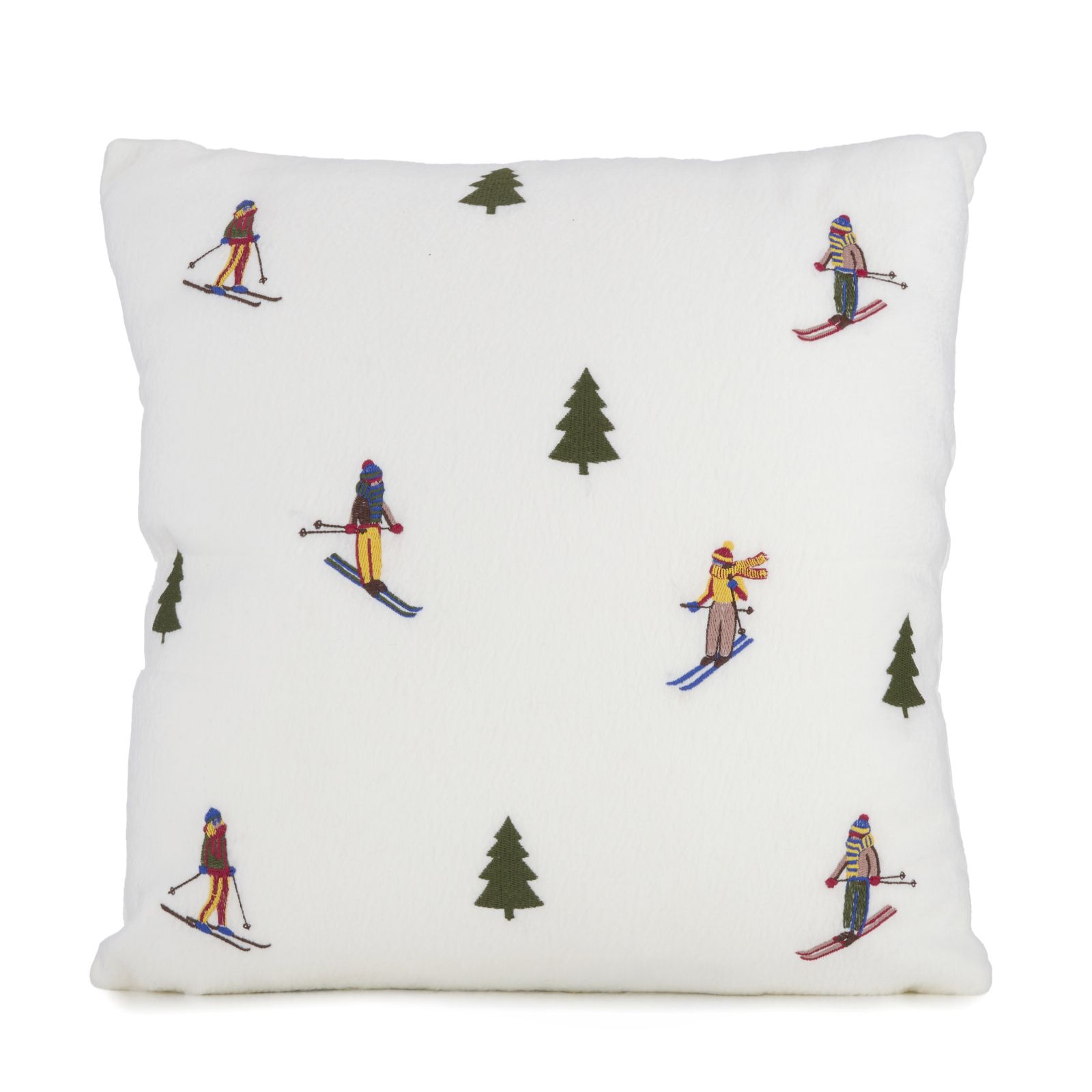 Cozee Home Fleece Cushion with Ski Embroidery