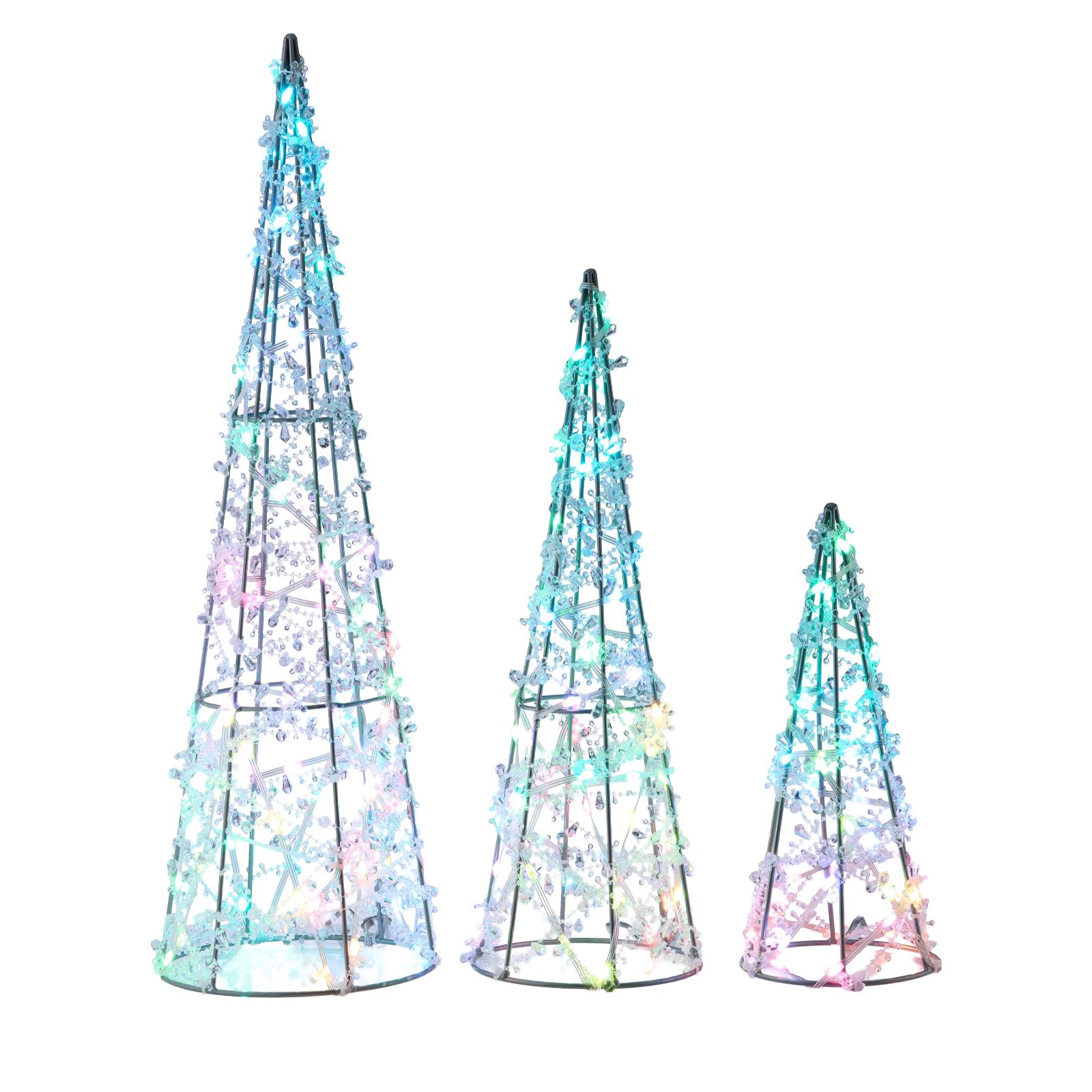 Home Stories Set Of 3 LED Multi Function Crystal Tree Cone
