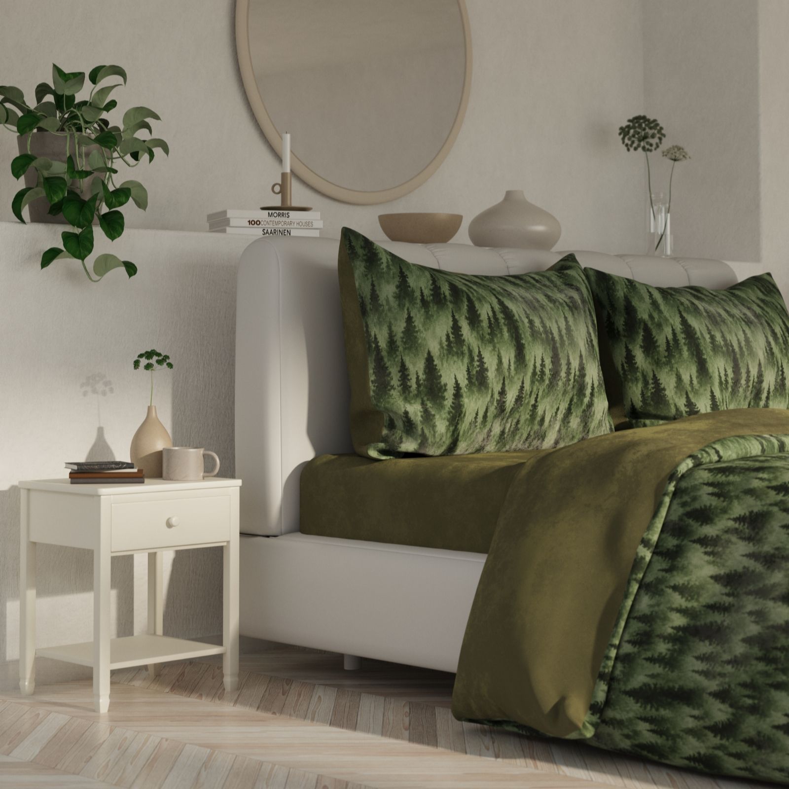 Cozee Home Velvetsoft Printed Trees 4 Piece Duvet Set