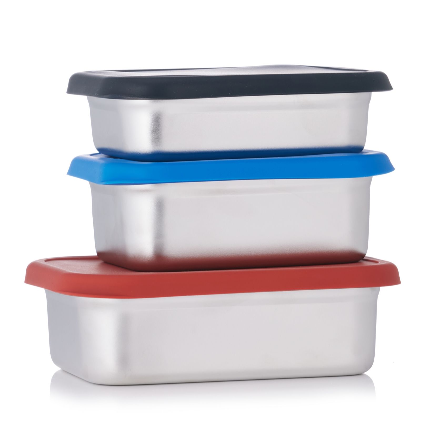 Cook's Essentials Set of 3 Assorted Stainless Steel Food Containers ...