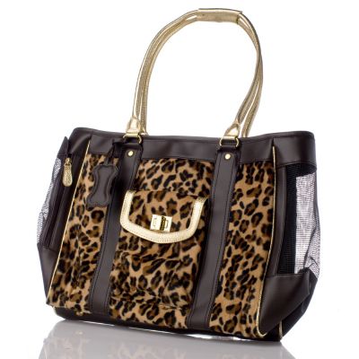 Leopard print pet carrier sale