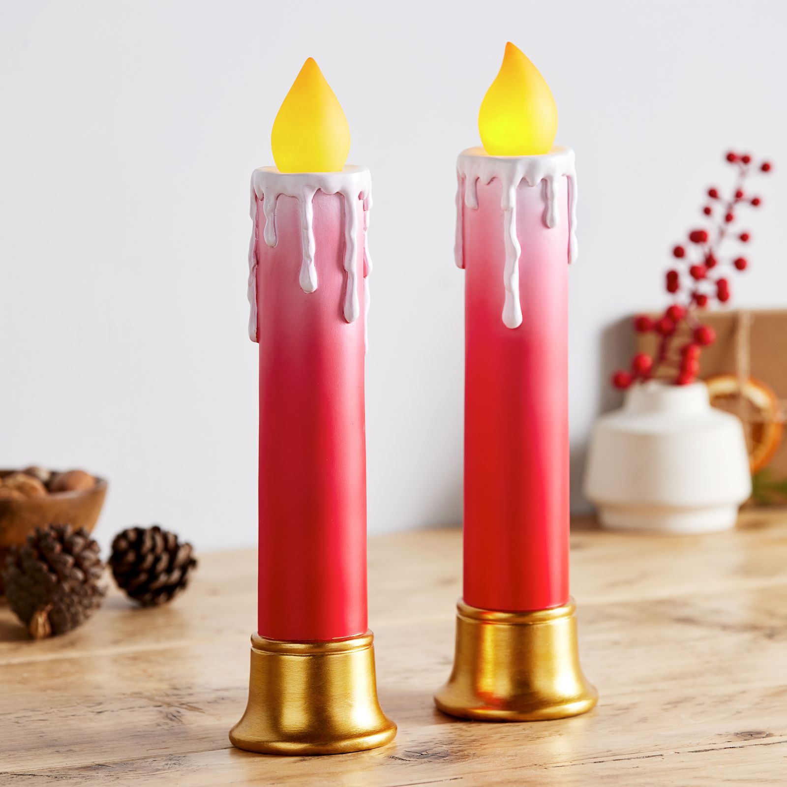 Home Stories Set Of 2 Faux 41cm Christmas Candles