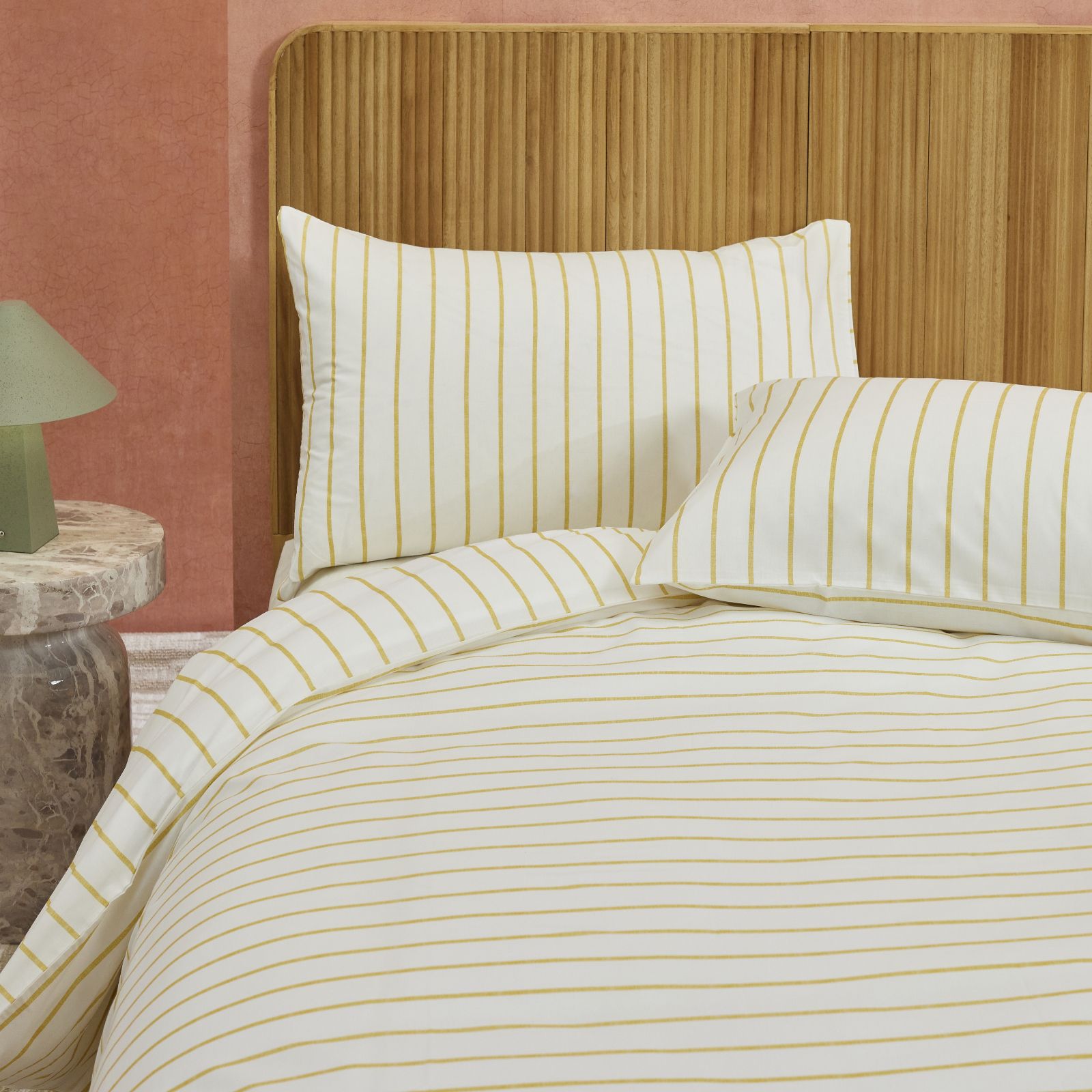 abode Cotton Blend Stripe 3 Piece Duvet Set