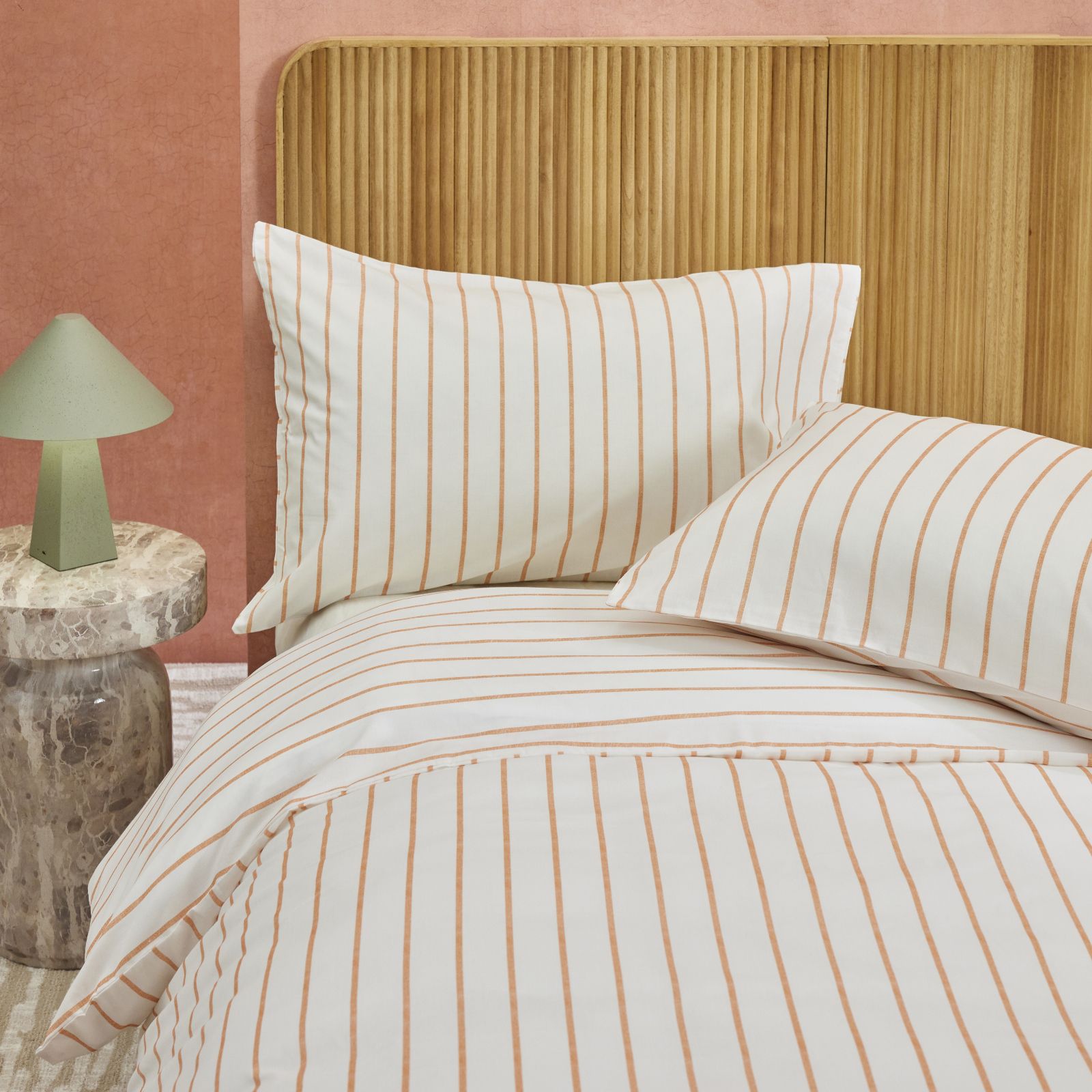 abode Cotton Blend Stripe 3 Piece Duvet Set
