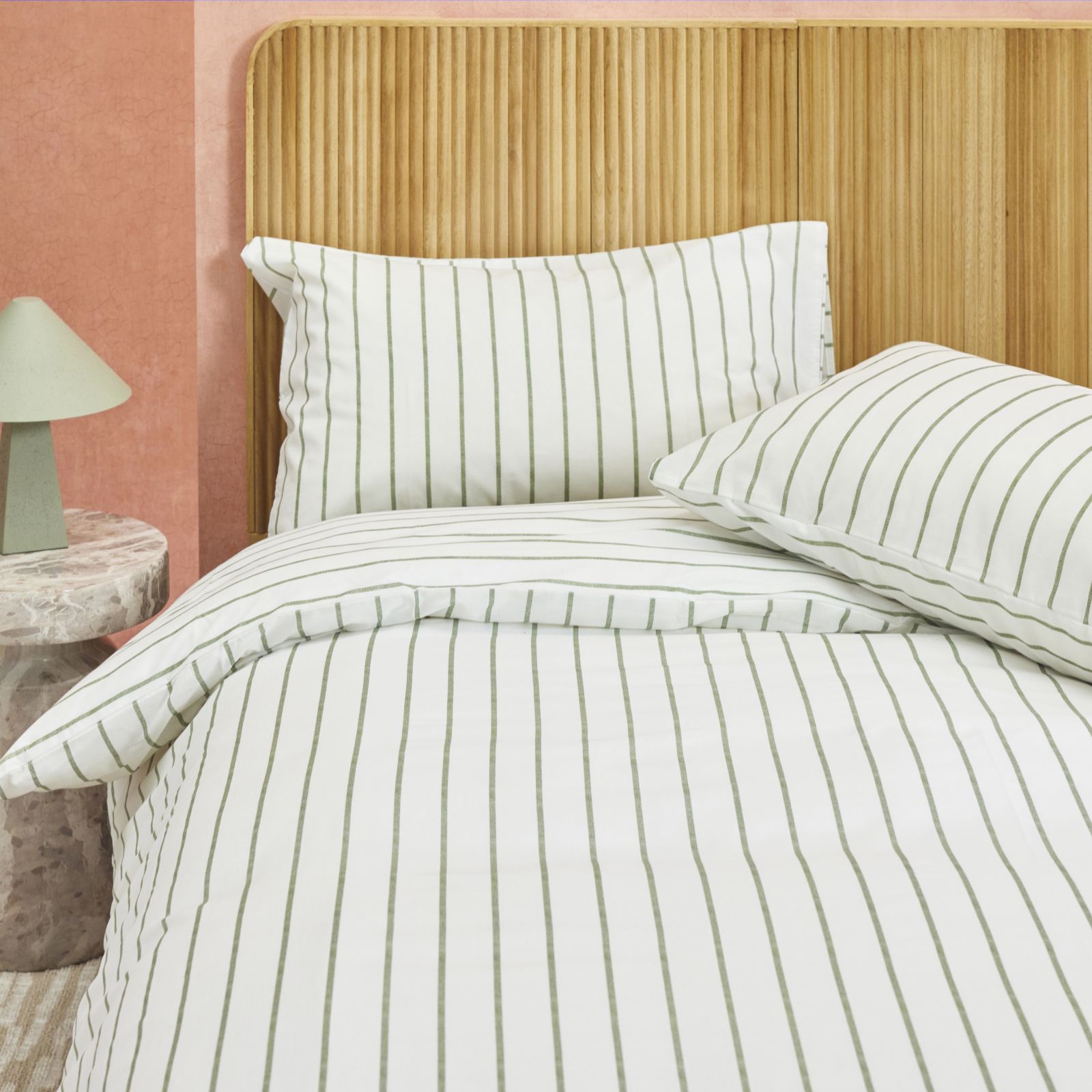 abode Cotton Blend Stripe 3 Piece Duvet Set