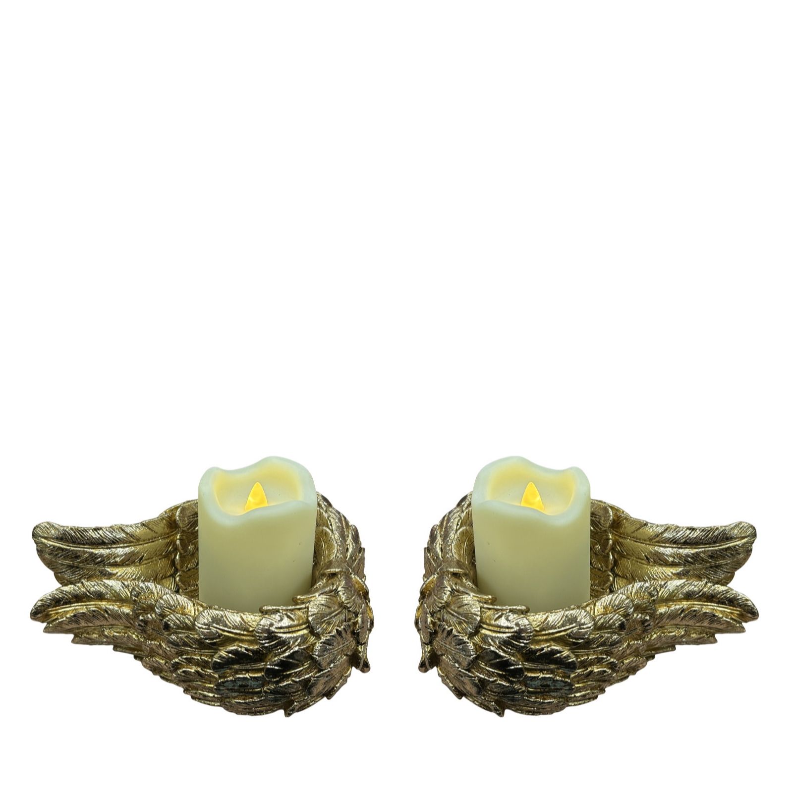 Home Stories Set of 2 Angel Wings with Faux Candles