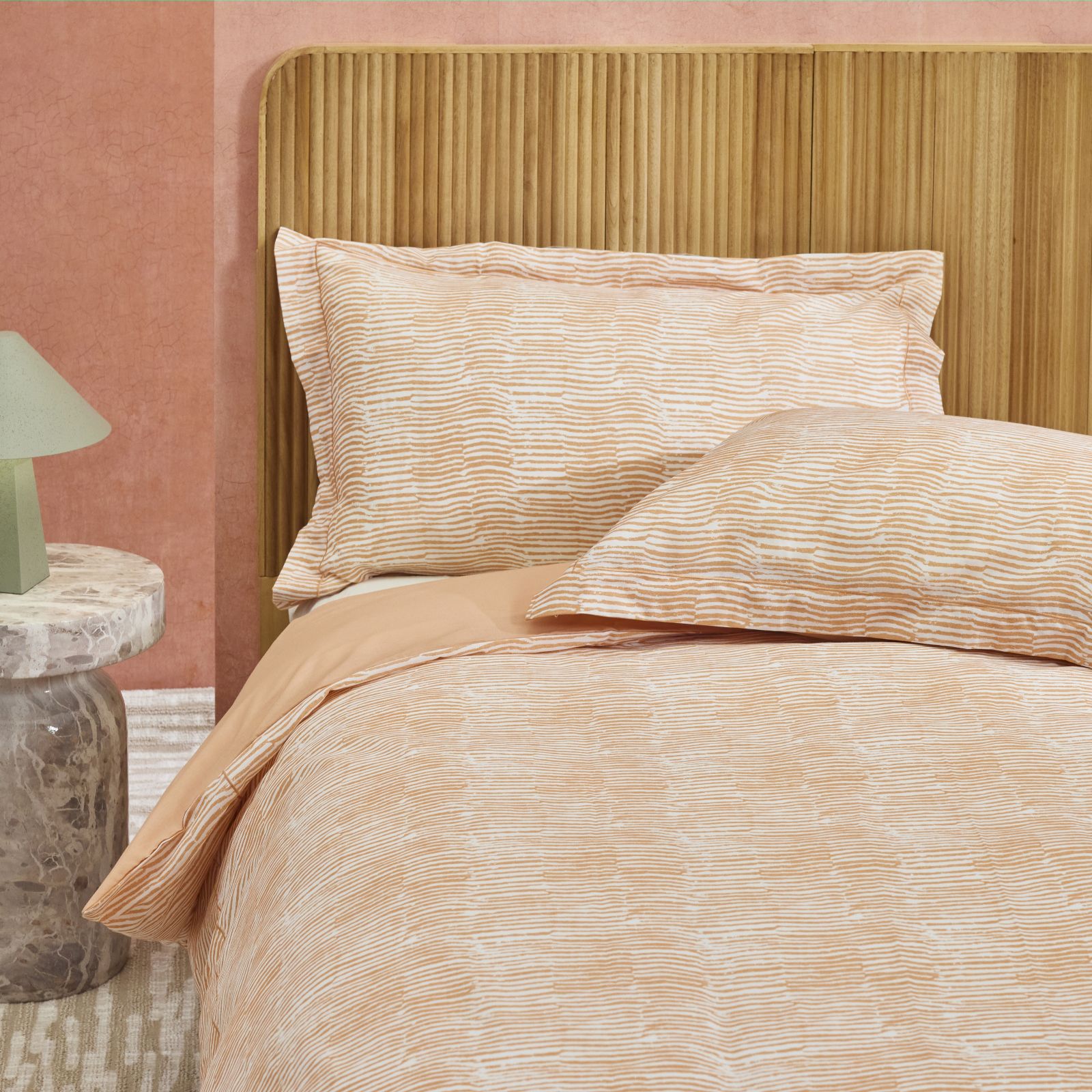 abode Cotton Blend Abstract 3 Piece Duvet Set with Stitch Detail