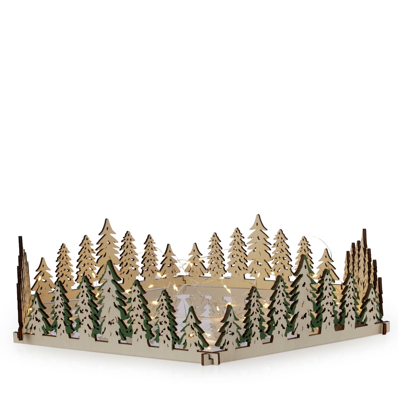 Home Stories Pre Lit Wooden Tree Christmas Skirt