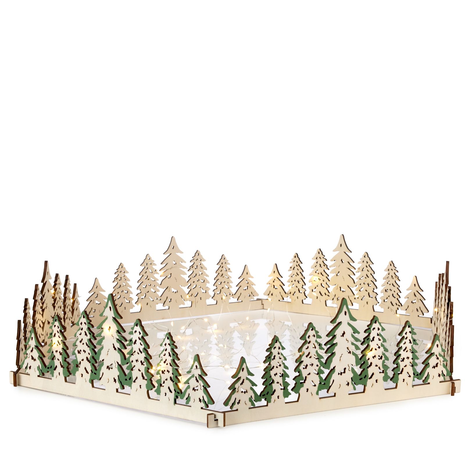 Home Stories Pre Lit Wooden Tree Christmas Skirt
