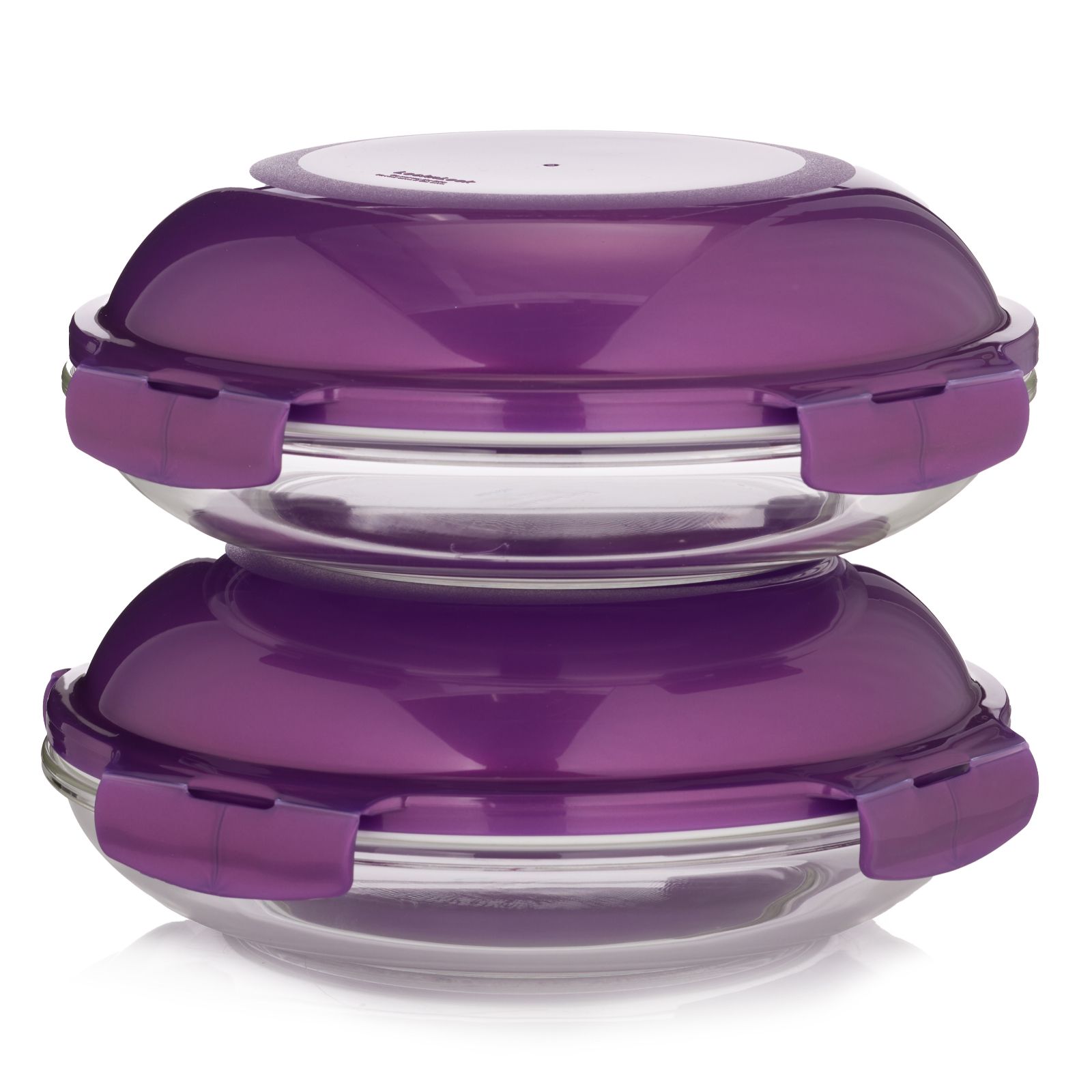 LocknLock Set of 2 Glass Plates with Domed Lids