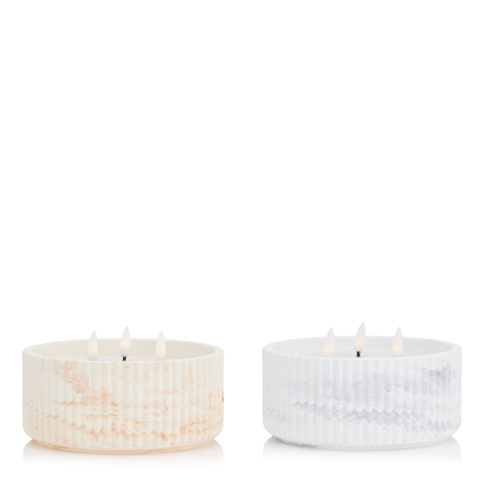 Luxenoa Set Of 2 Flameless Concrete Candle Pots