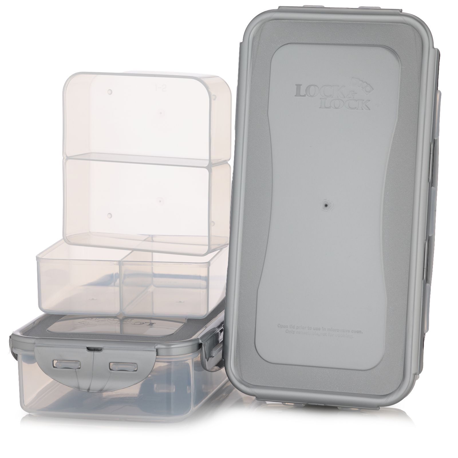 LocknLock Set of 2 1.6L Rectangle Containers with Dividers