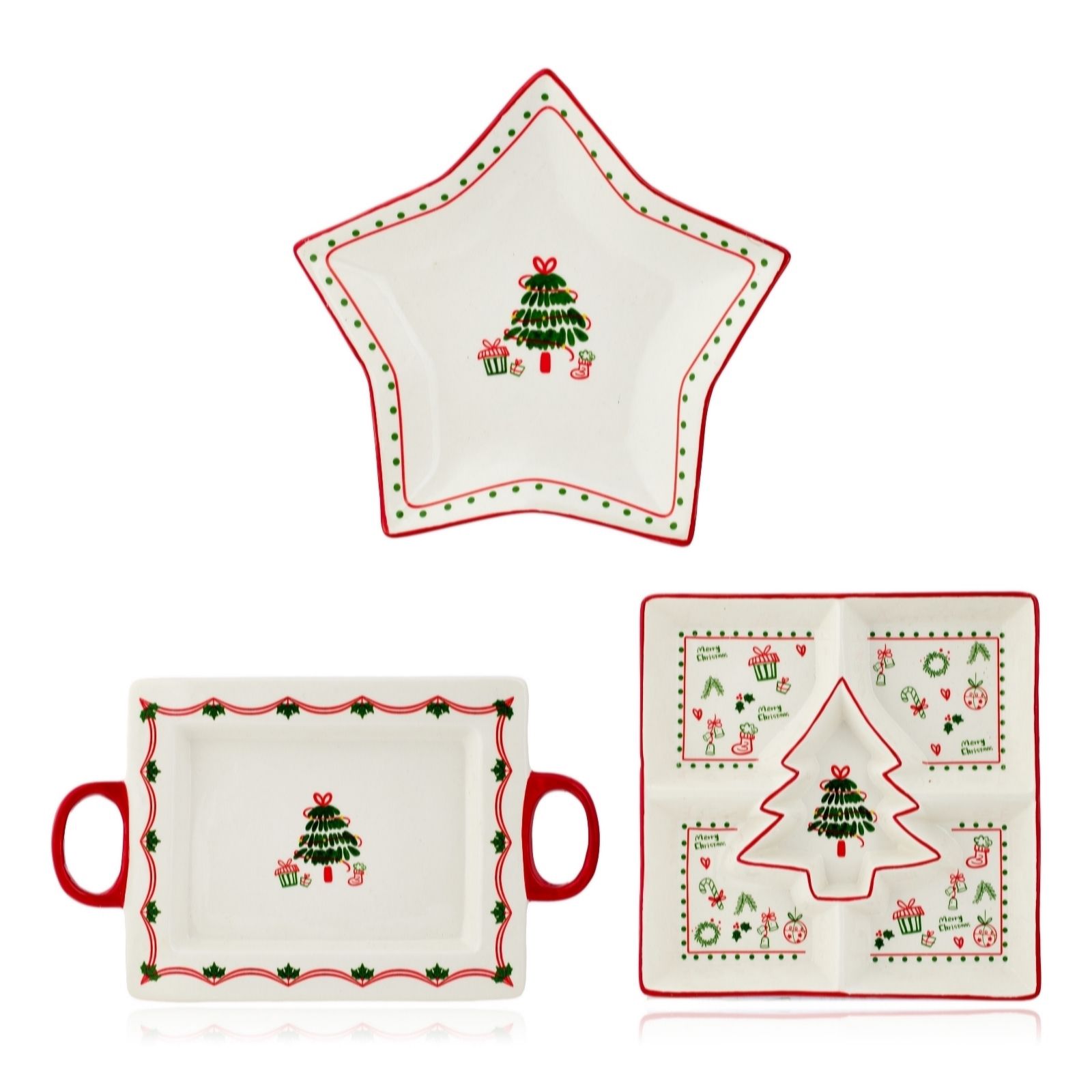 Outlet Home Stories Set Of 3 Tree Star Serving Plate Set