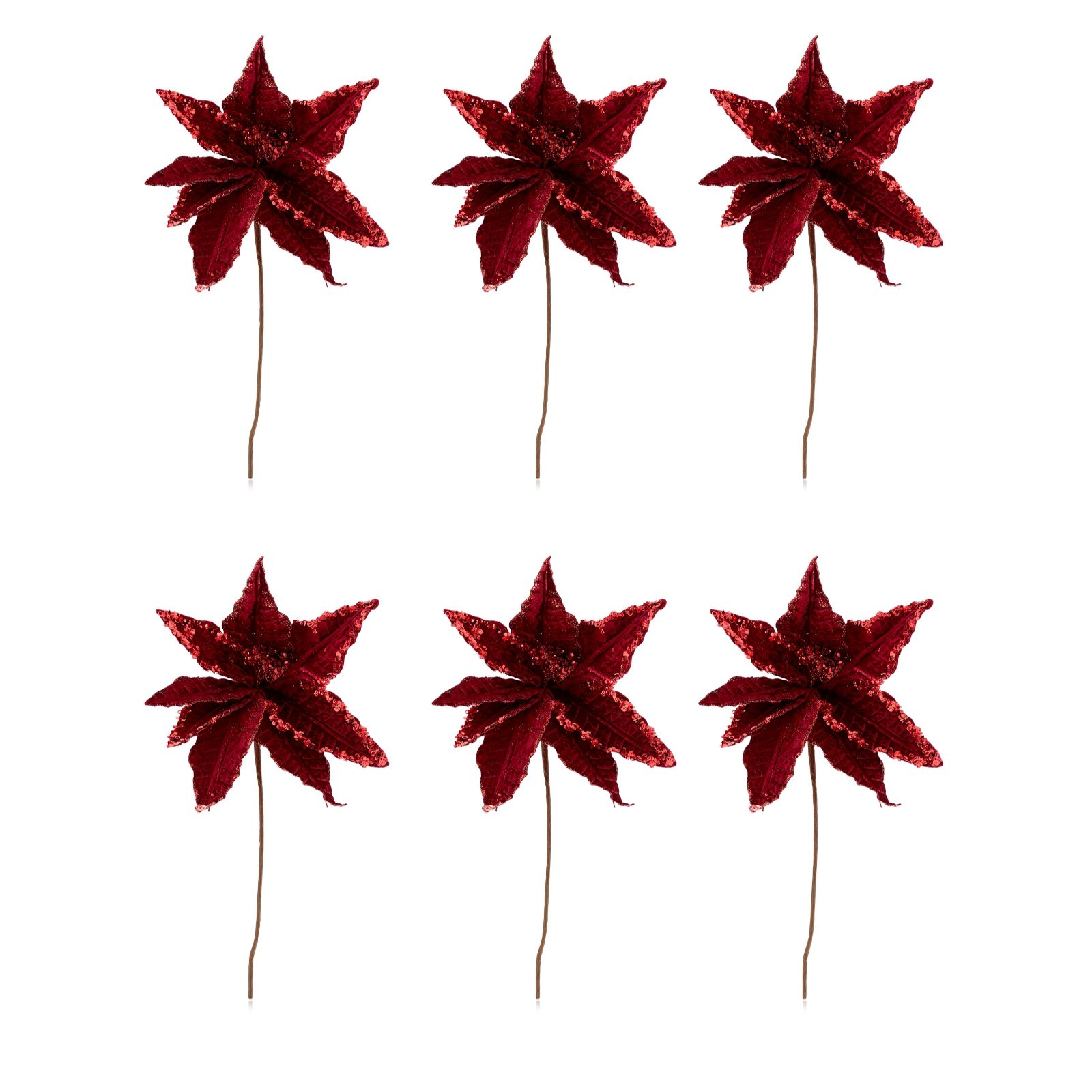 Home Stories Set of 6 Poinsettia Stems
