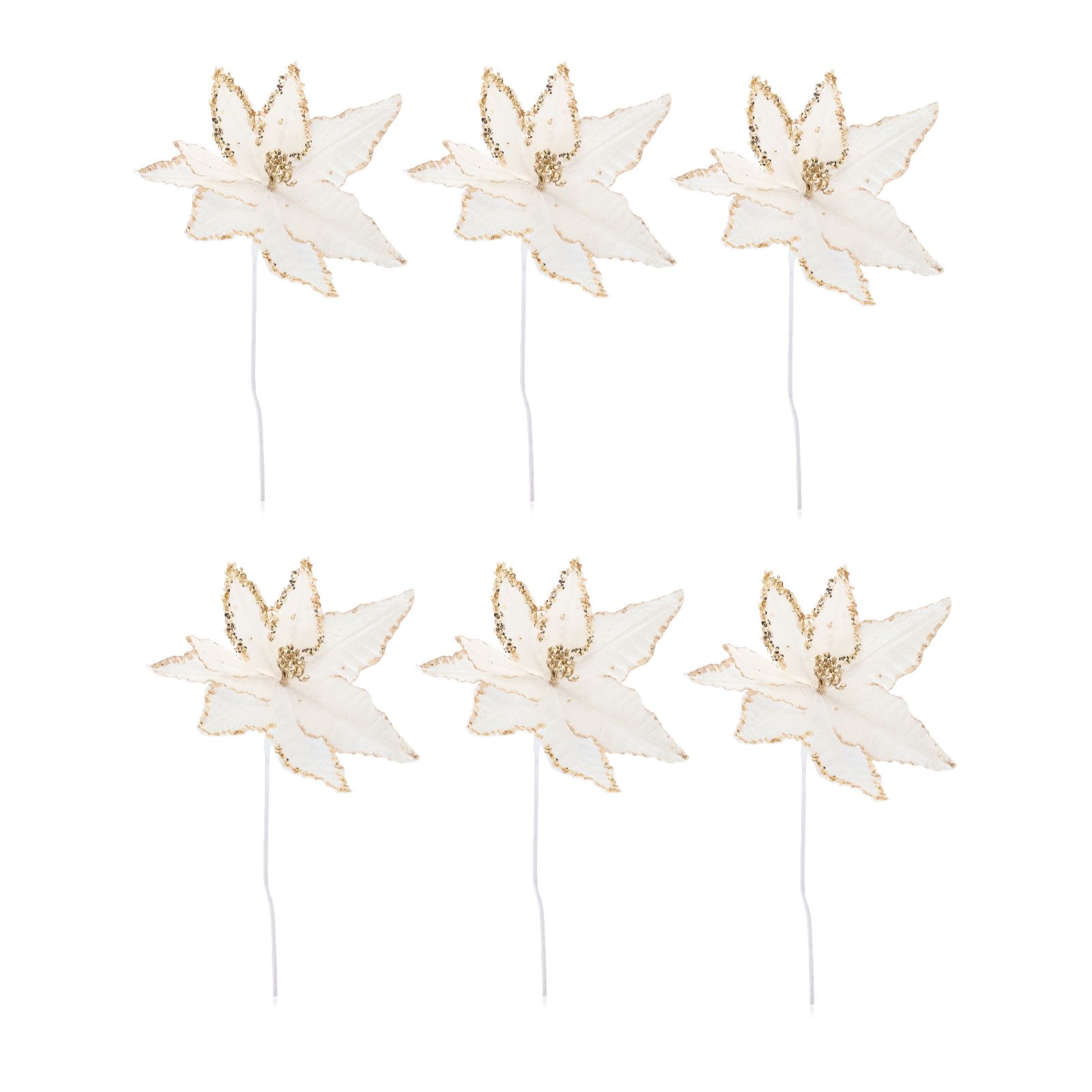 Home Stories Set of 6 Poinsettia Stems
