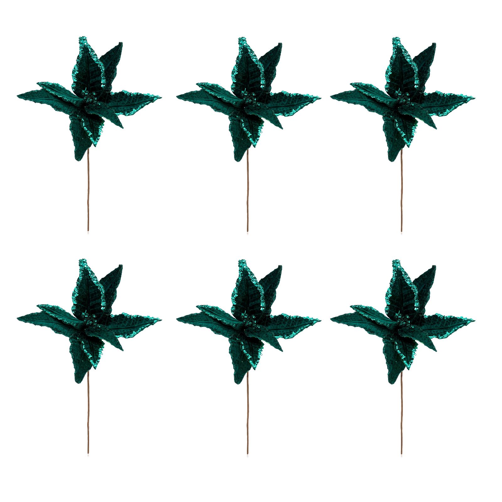 Home Stories Set of 6 Poinsettia Stems